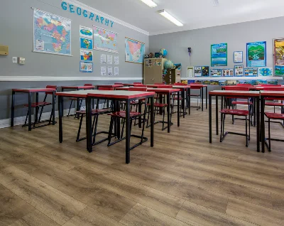 Luxury flooring install in school