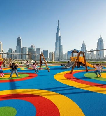 epdm flooring install in Dubai kids playground