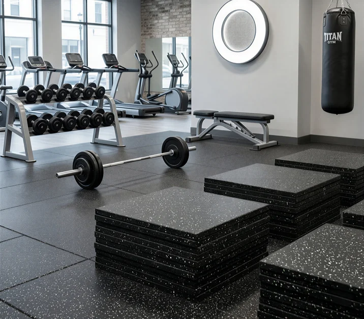 Rubber flooring tiles