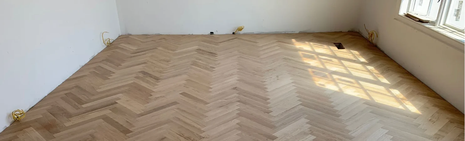 after herringone flooring installation