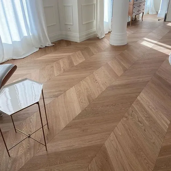Herringbone style wood flooring in Dubai villa