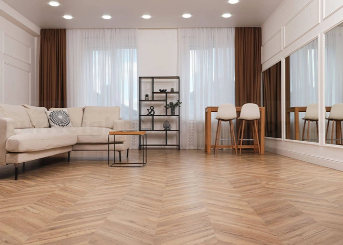Herringbone SPC Flooring install in living room