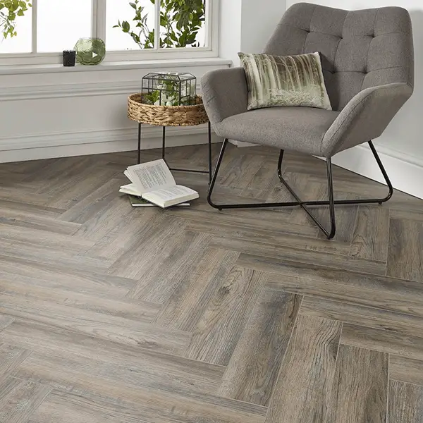 Grey Herringbone Vinyl Flooring in Dubai Villa