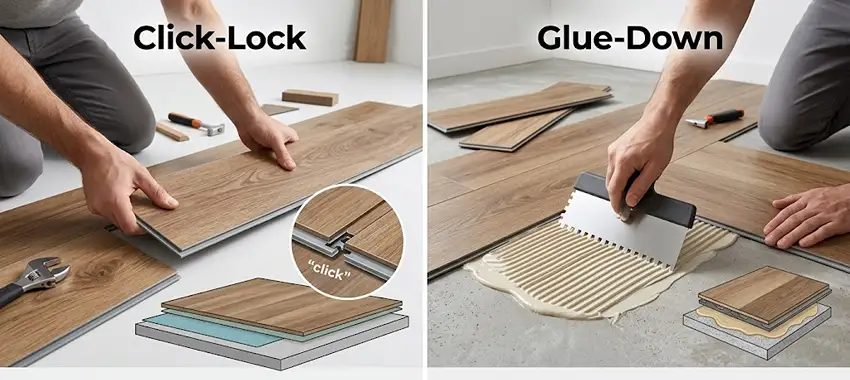 Click-Lock vs Glue-Down Vinyl Flooring