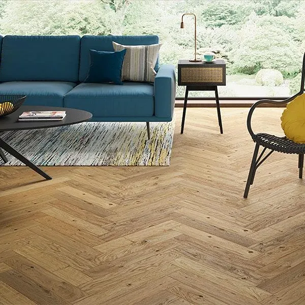 Natural Brushed Herringbone Engineered Wood Flooring